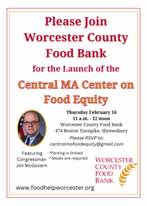 image of flyer announcing the launch of the Center on Food Equity